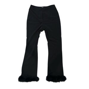 Nasty Gal Black Flared Pants with Faux-Fur Hem